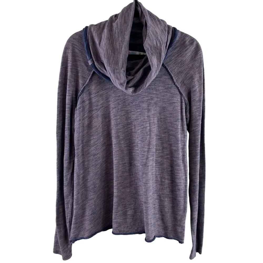 Free People Beach 2-Tone Purple‎ Heather Cowl Neck Slouchy Top One Size